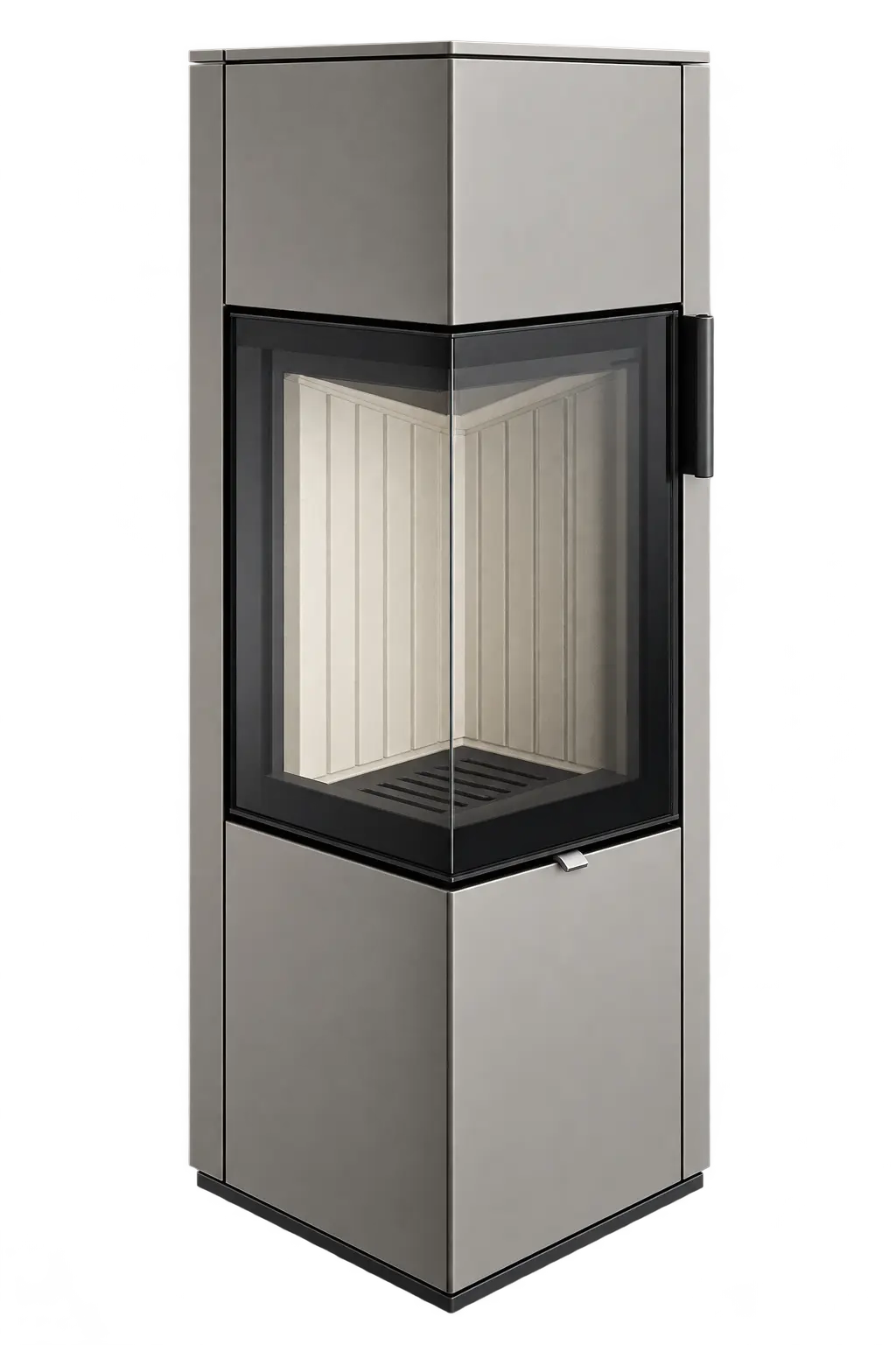 Spartherm Piko S steel Kaminofen – Nickel, schwarze Schamotte