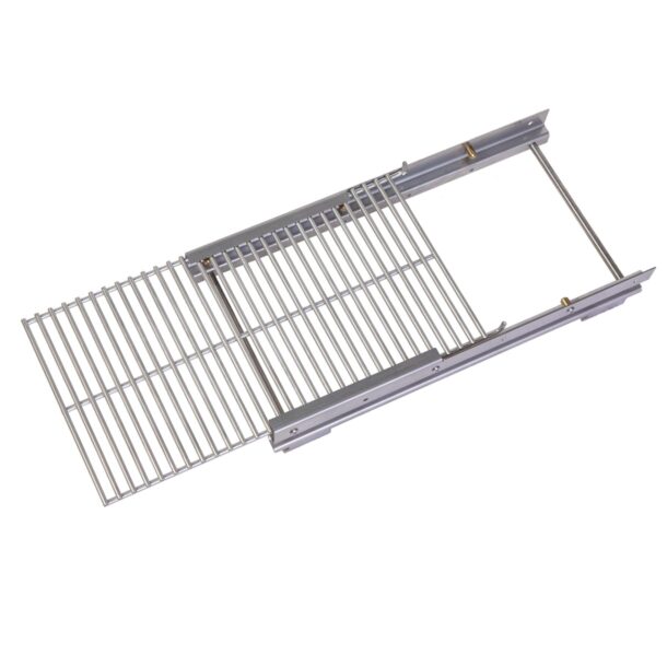Einschub-Grillrost aus Edelstahl für MERKLINGER Holzbackofen, ausziehbar, für Fleisch, Rippchen und Meeresfrüchte.