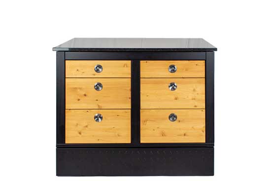 MERKLINGER Modul LOTTI mit 6 Schubladen in Sockelversion, Frontansicht vor weißem Hintergrund