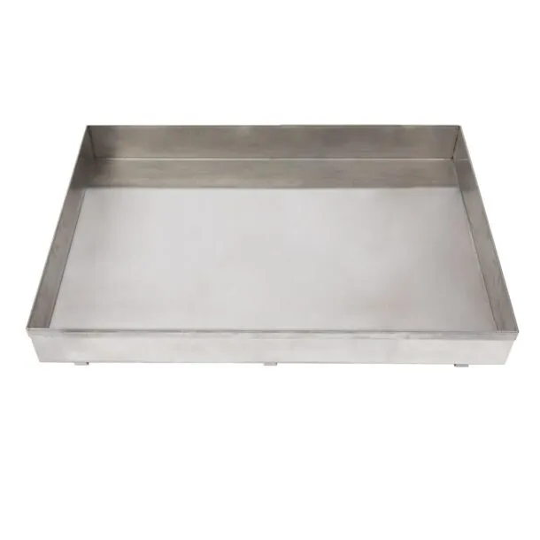 Merklinger Brat- und Fettwanne aus Edelstahl mit hohem Rand und stabilen Füßen.“