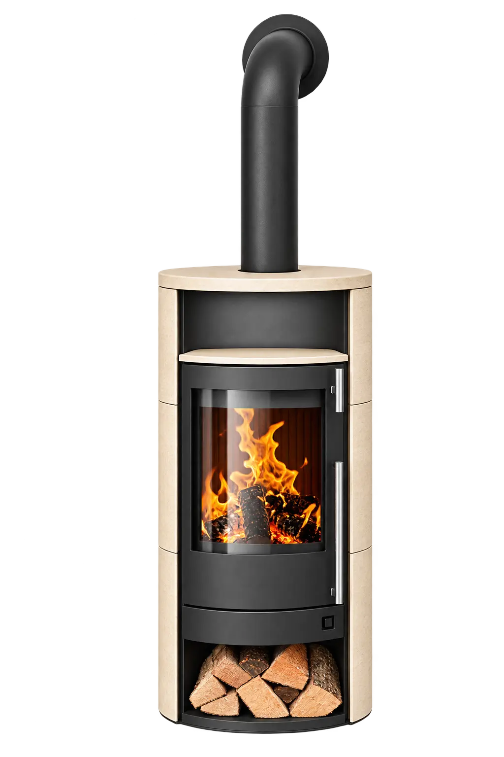 Oranier Polar Neo 6 Kaminofen in Stahl Schwarz mit Sandstein