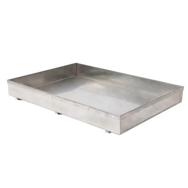 Merklinger Brat- und Fettwanne aus Edelstahl mit hohem Rand und stabilen Füßen.“