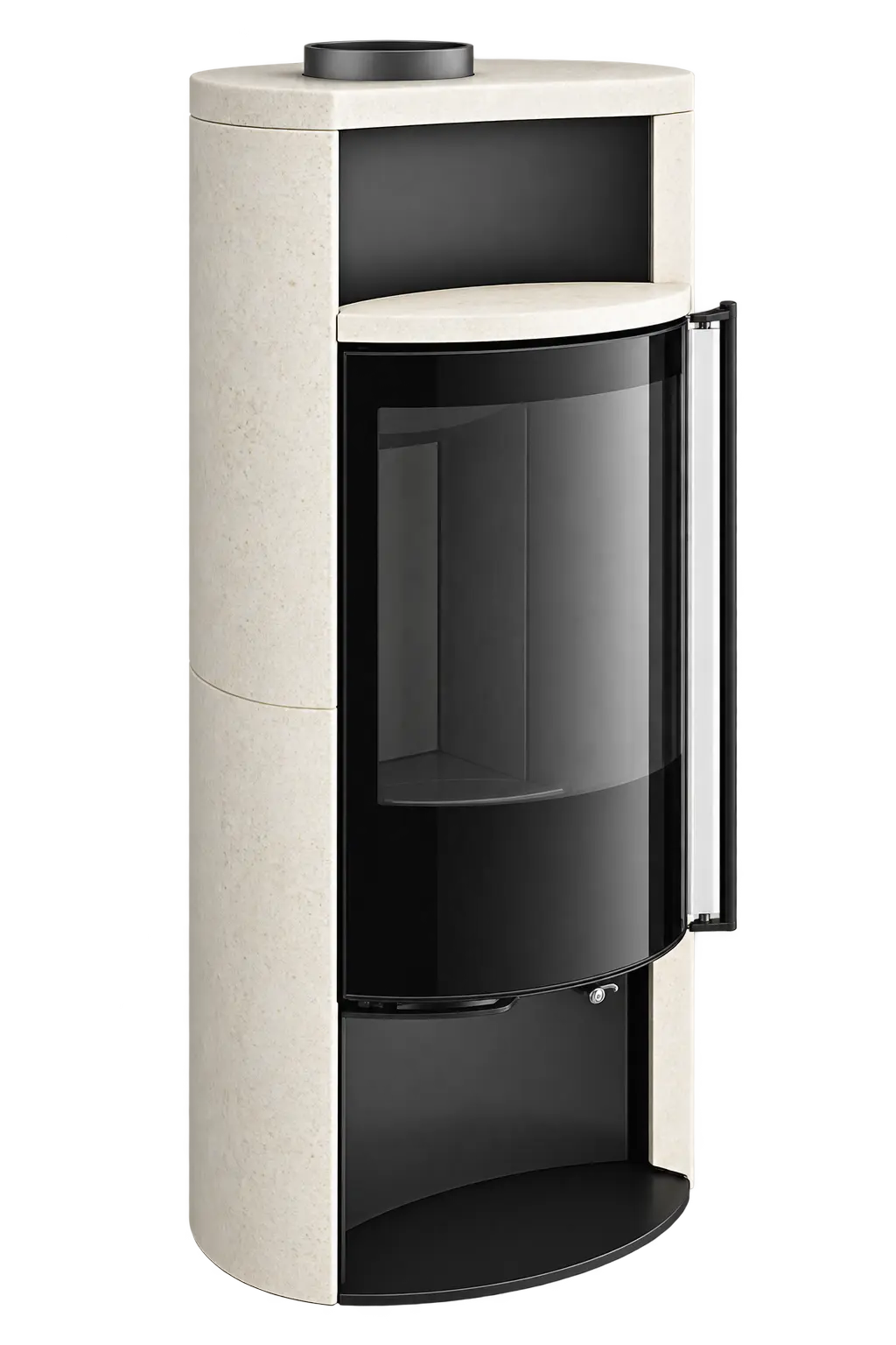 Spartherm Sino City Kaminofen – Kalkstein Porto blanco, schwarze Schamotte