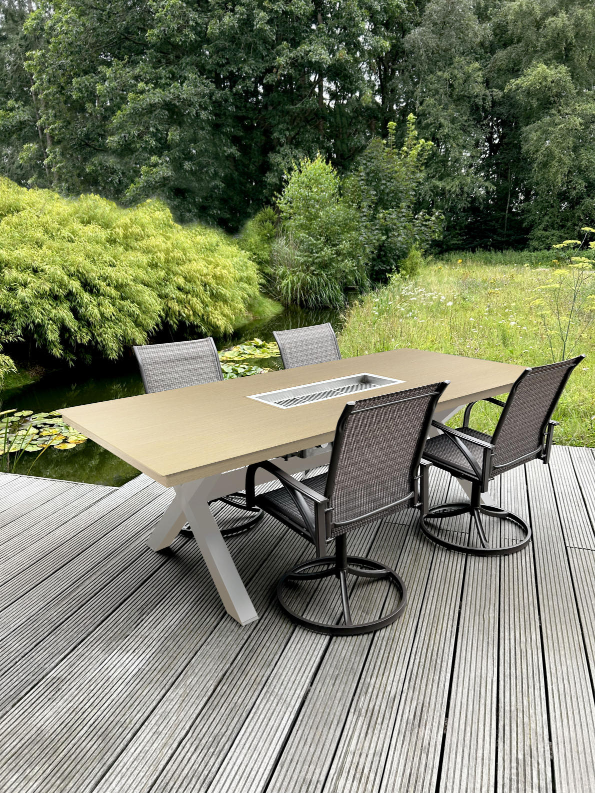 Mesa Dos Grilltisch Aluminium Holzoptik Eiche Sitzgruppe Variante 2