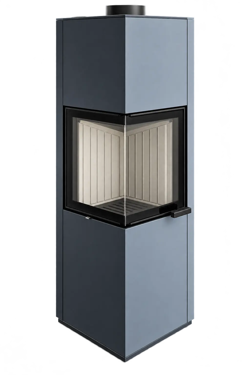 Spartherm Piko H₂O wasserführender Kaminofen – Graublau, schwarze Schamotte